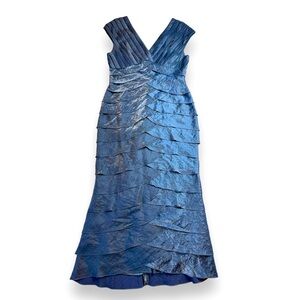 Adrianna Papell shimmering blue mermaid cut evening gown